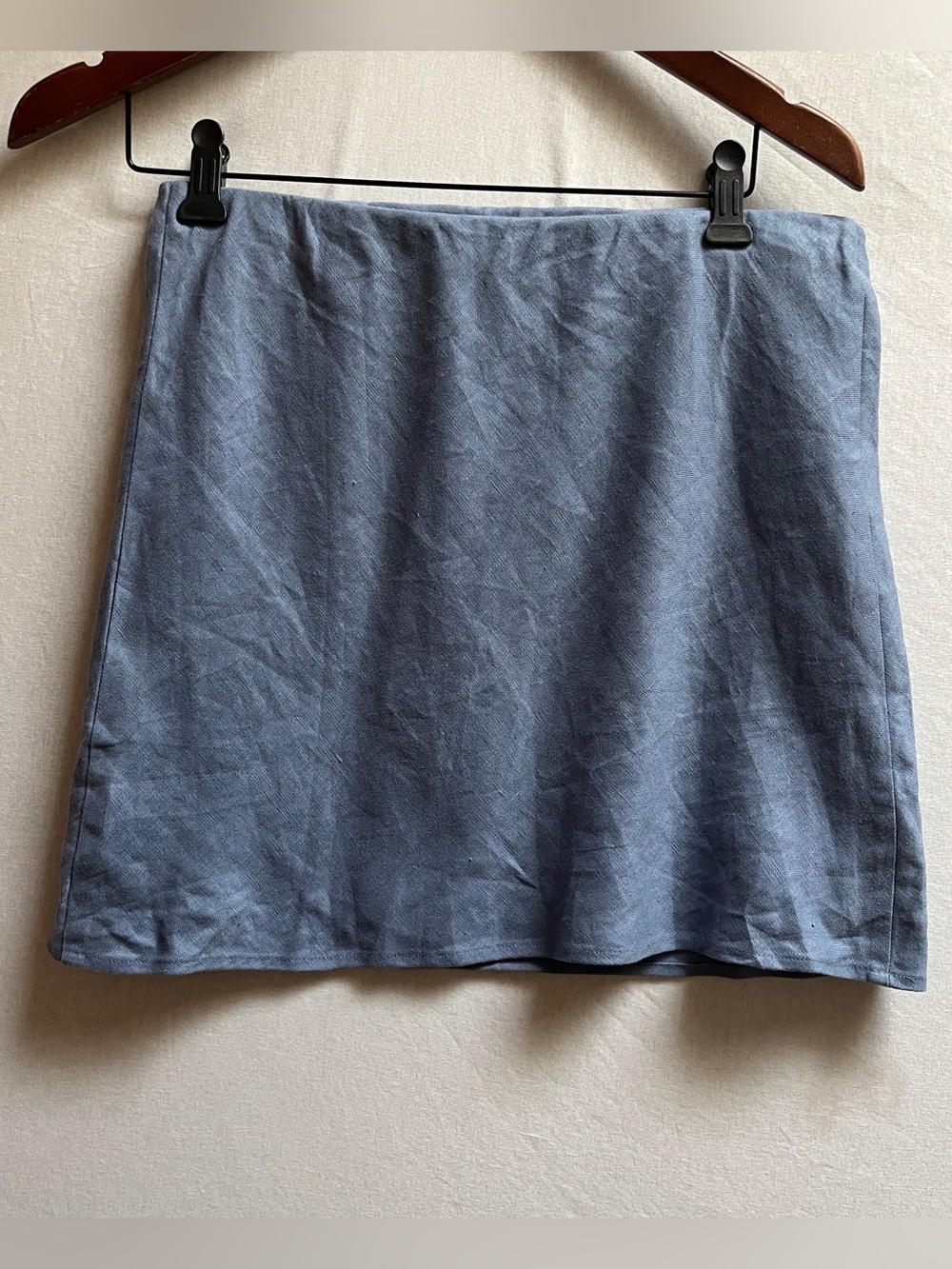 Reformation 100% Linen Classic Light Blue A-Line Mini Skirt Small
